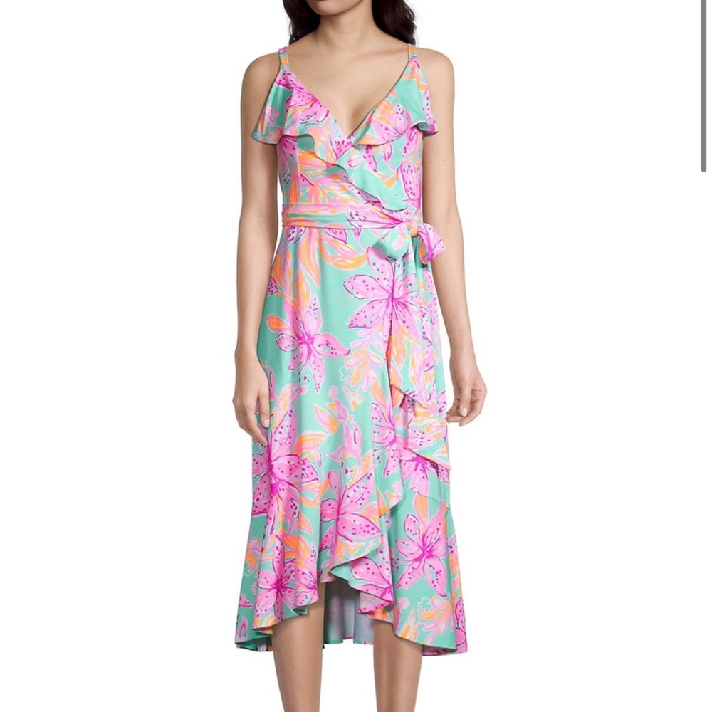 Fontaine Printed Knee-Length Wrap Dress NWT XS